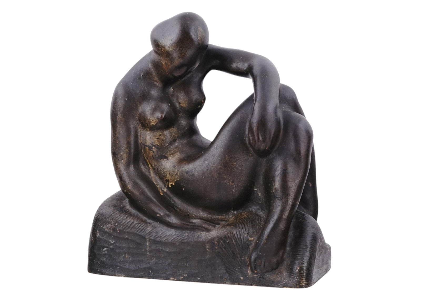 AN EDOUARD CHASSAING BRONZE SCULPTURE OF A FEMALE NUDE: Edouard Chassaing (1895-1974) Dimensions: H: 13 1/4 in., (33.7 cm) Please make all inquiries before bidding. All lots are sold "as-is", refer to our T&C. Helios Auctions offers in-house shipping. In c