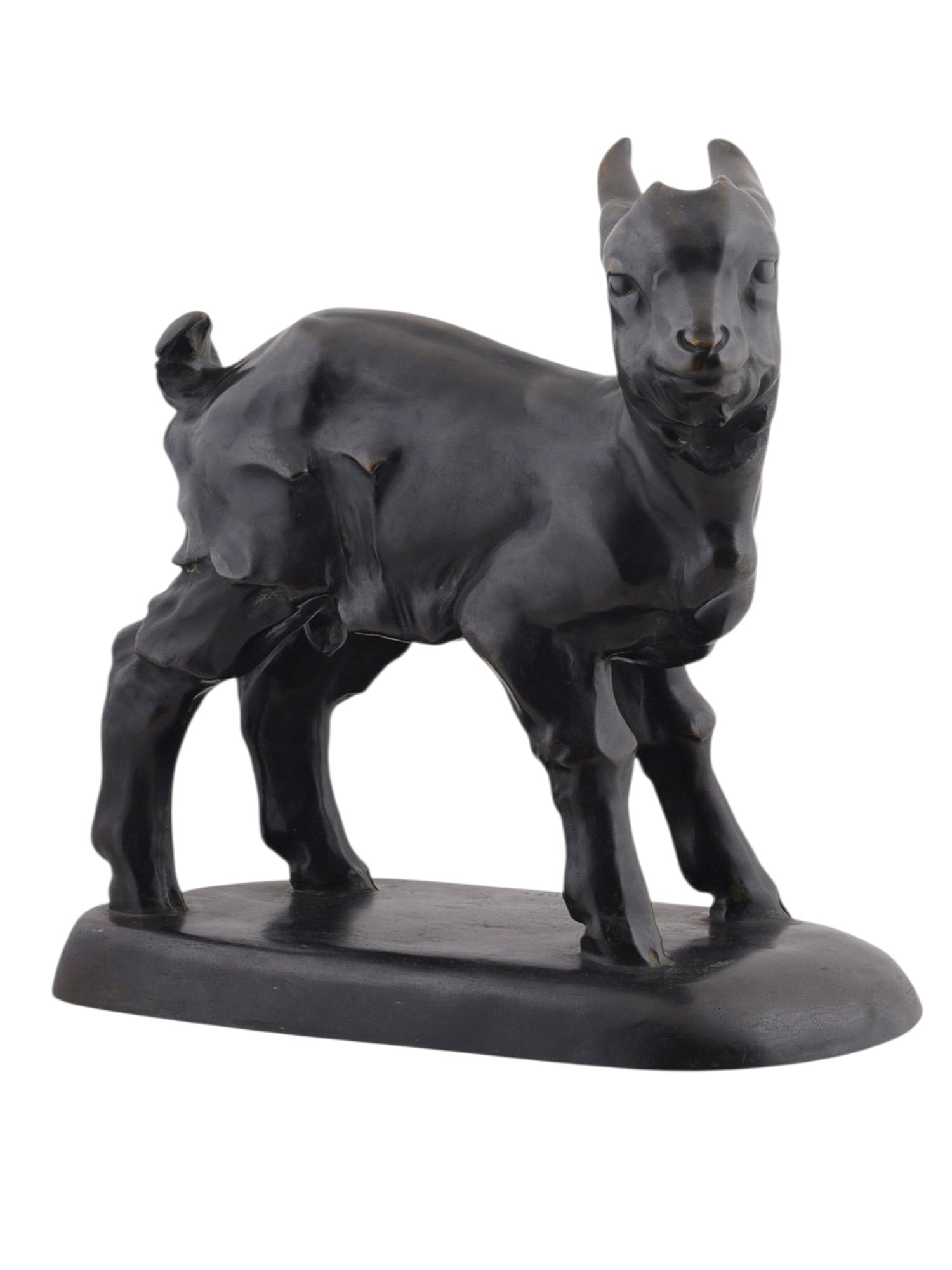 A WILLY Z?GEL (1876-1950) CAST-BRONZE SCULPTURE OF A GOAT, SIGNED: A cast-bronze sculpture of a young goat by the German animalier sculptor Willy Zügel (1876-1950), son of Heinrich von Zügel, a well-known impressionist painter with a penchant for animal por