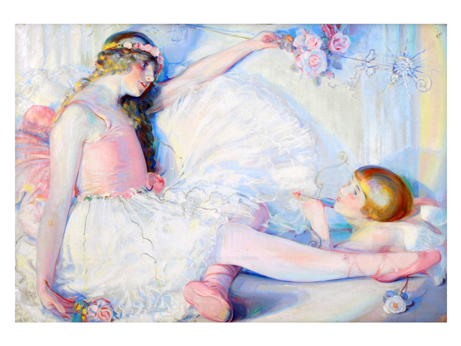 AN OIL ON CANVAS ENGLISH SCHOOL, EARLY 20TH CENTURY, BALLET DANCERS (1 of 9)