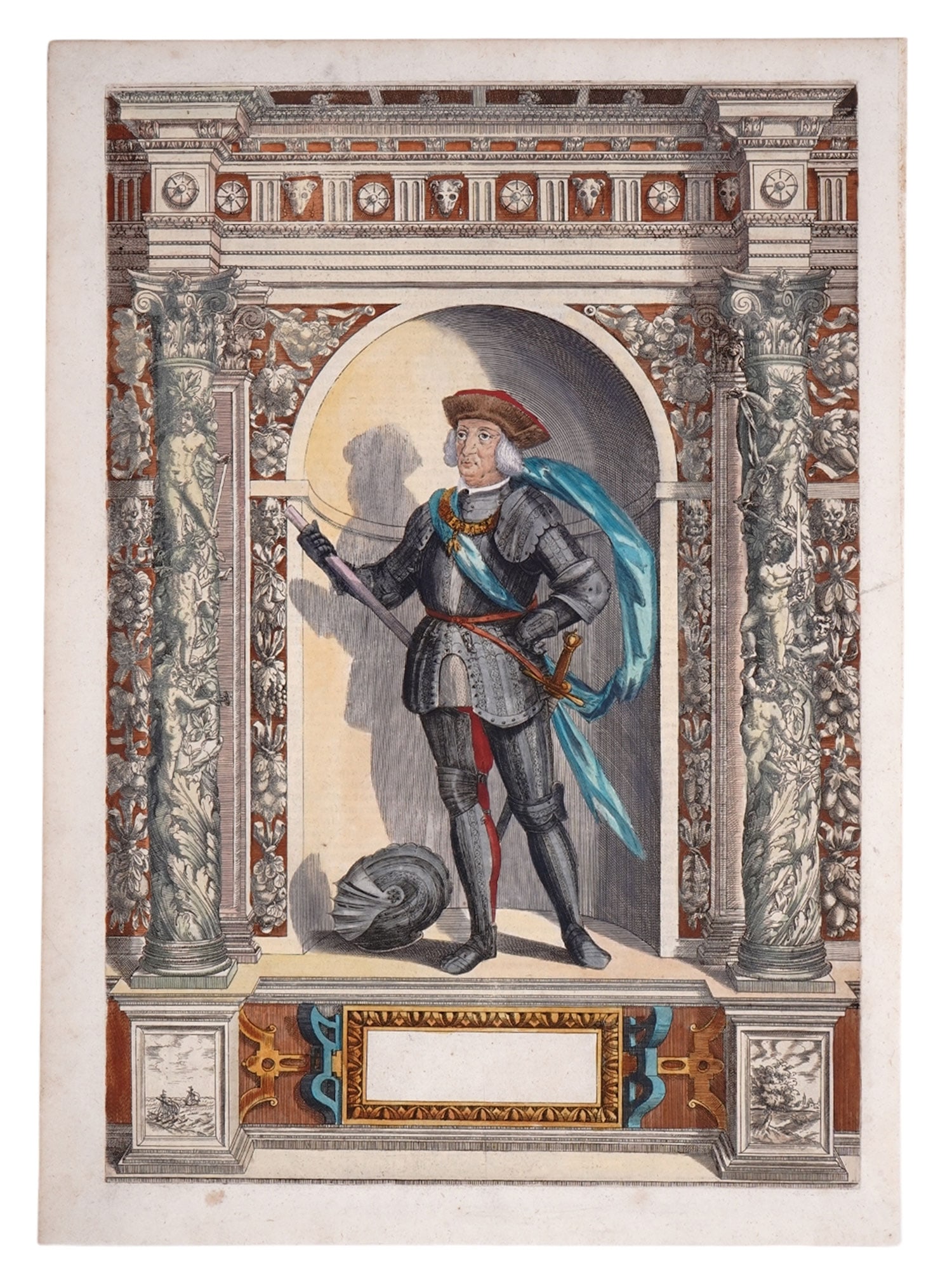 1603 HAND-COLORED ENGRAVING, ROBERTO SANSEVERINO D'ARAGONA, COUNT OF CAIAZZO, ARMAMENTARIUM HEROICUM (1 of 6)