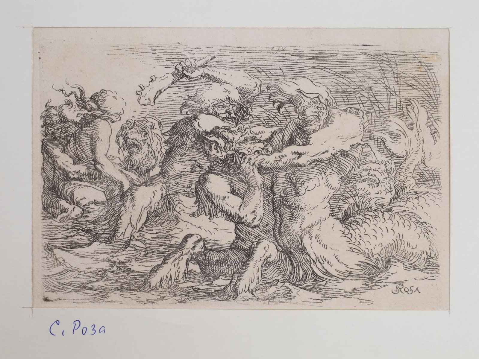 A SALVATOR ROSA (1615-1673) ETCHING OF BATTLING TRITONS, C. 1660 (1 of 3)