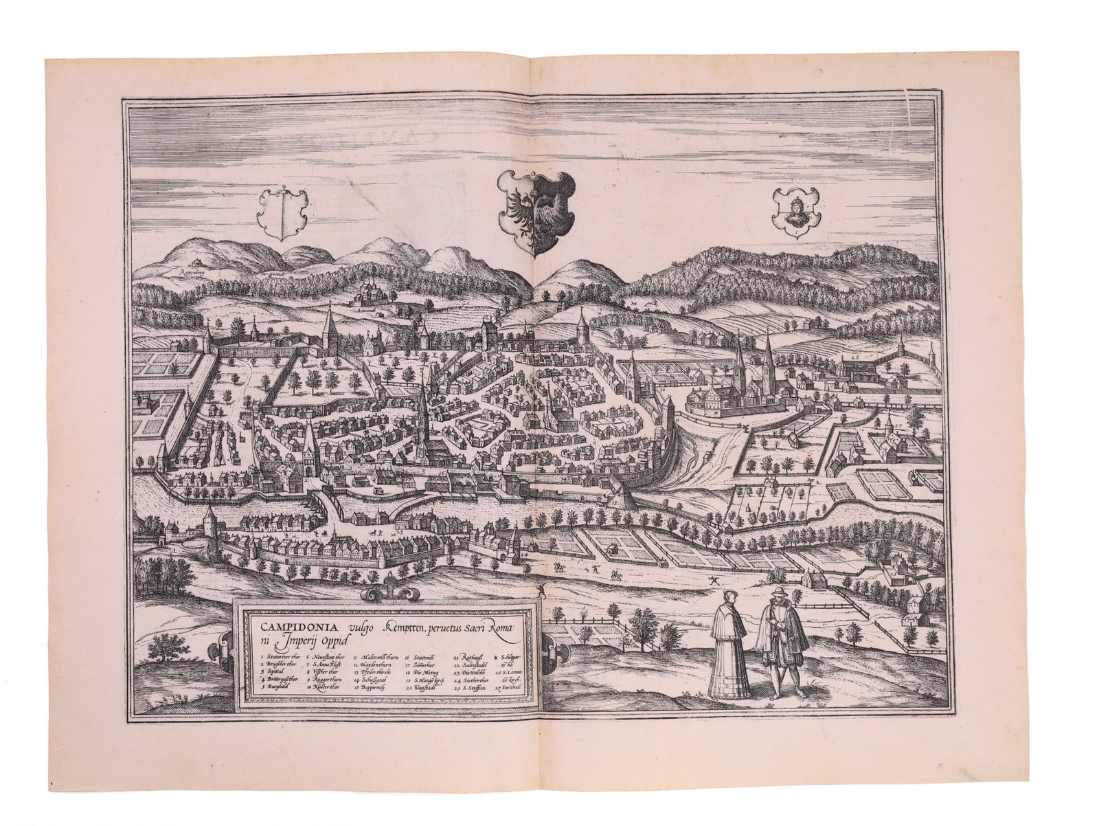 A C. 1575 VIEW OF KEMPTEN, GERMANY, BRAUN & HOGENBURG, CIVITATES ORBIS TERRARUM (1 of 8)