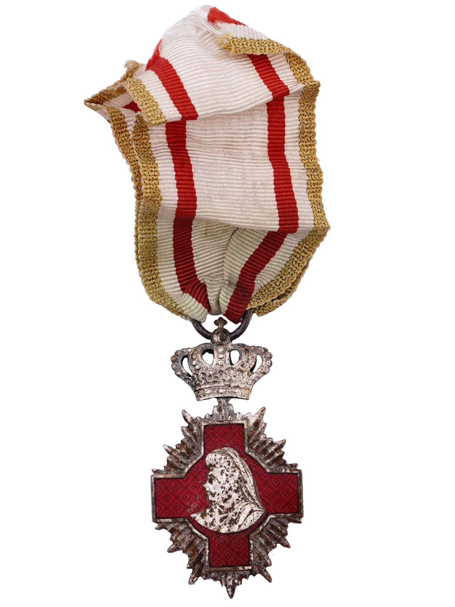 A PRE-WW1 ROMANIAN SANITARY MERIT MEDAL, 1913: A pre-WW1 Romanian Sanitary Merit (Meritul Sanitar) medal with original ribbon. Dated 1913. Dimensions: L: 2 1/4 in., (5.7 cm.) Please make all inquiries before bidding. All lots are sold "as-is", ref