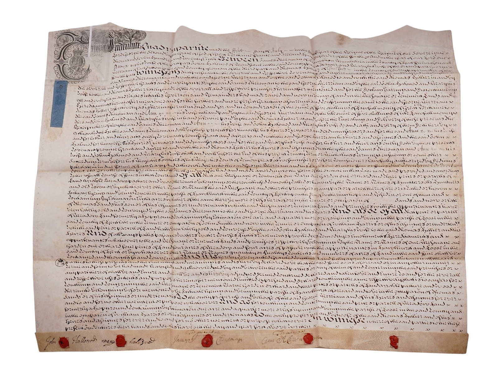 1728 ENGLISH VELLUM INDENTURE, GUILFORD, REIGN OF KING GEORGE II (1 of 14)
