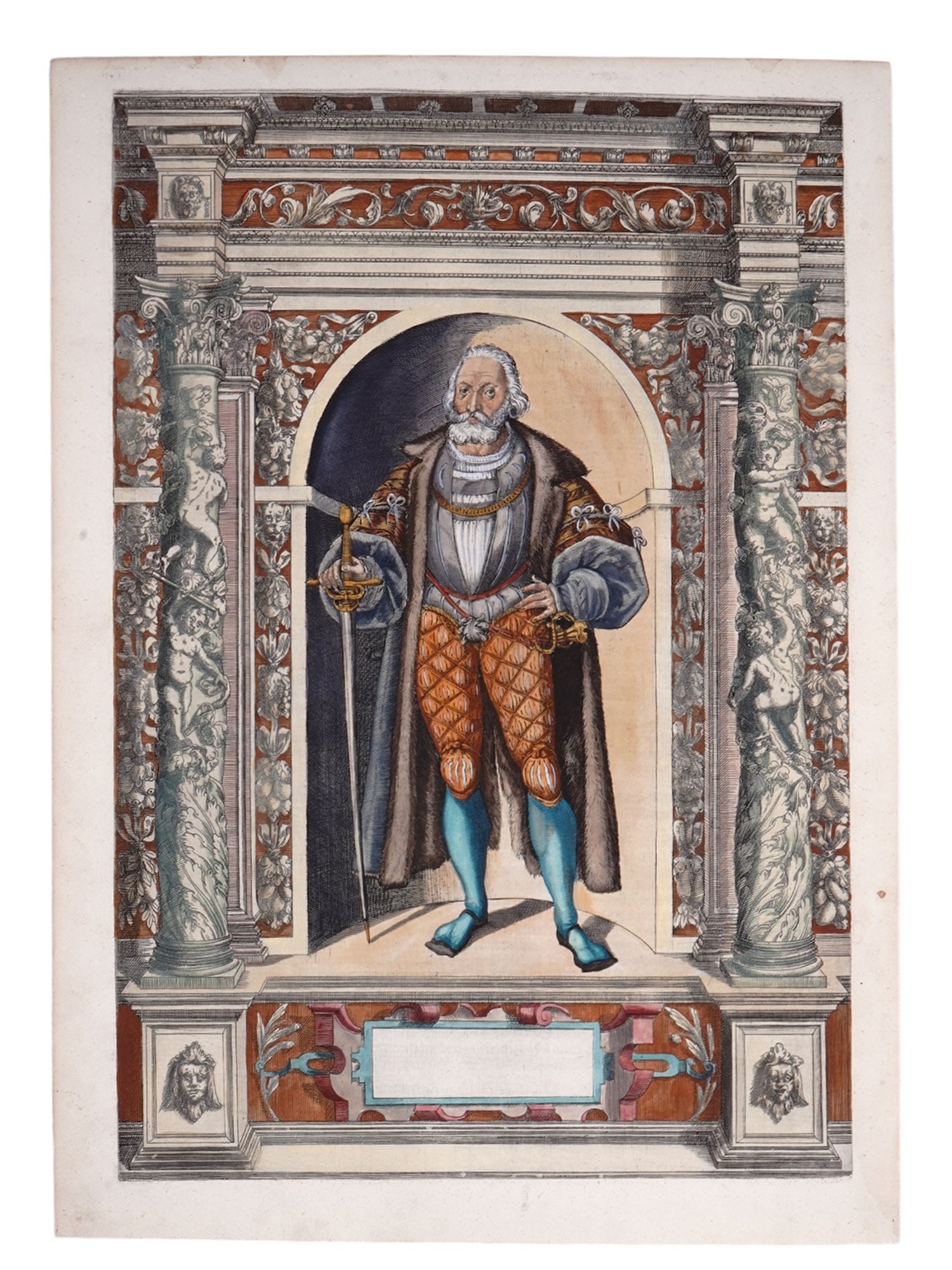 1603 HAND-COLORED ENGRAVING, GEORG VON FRUNDSBERG, ARMAMENTARIUM HEROICUM (1 of 5)