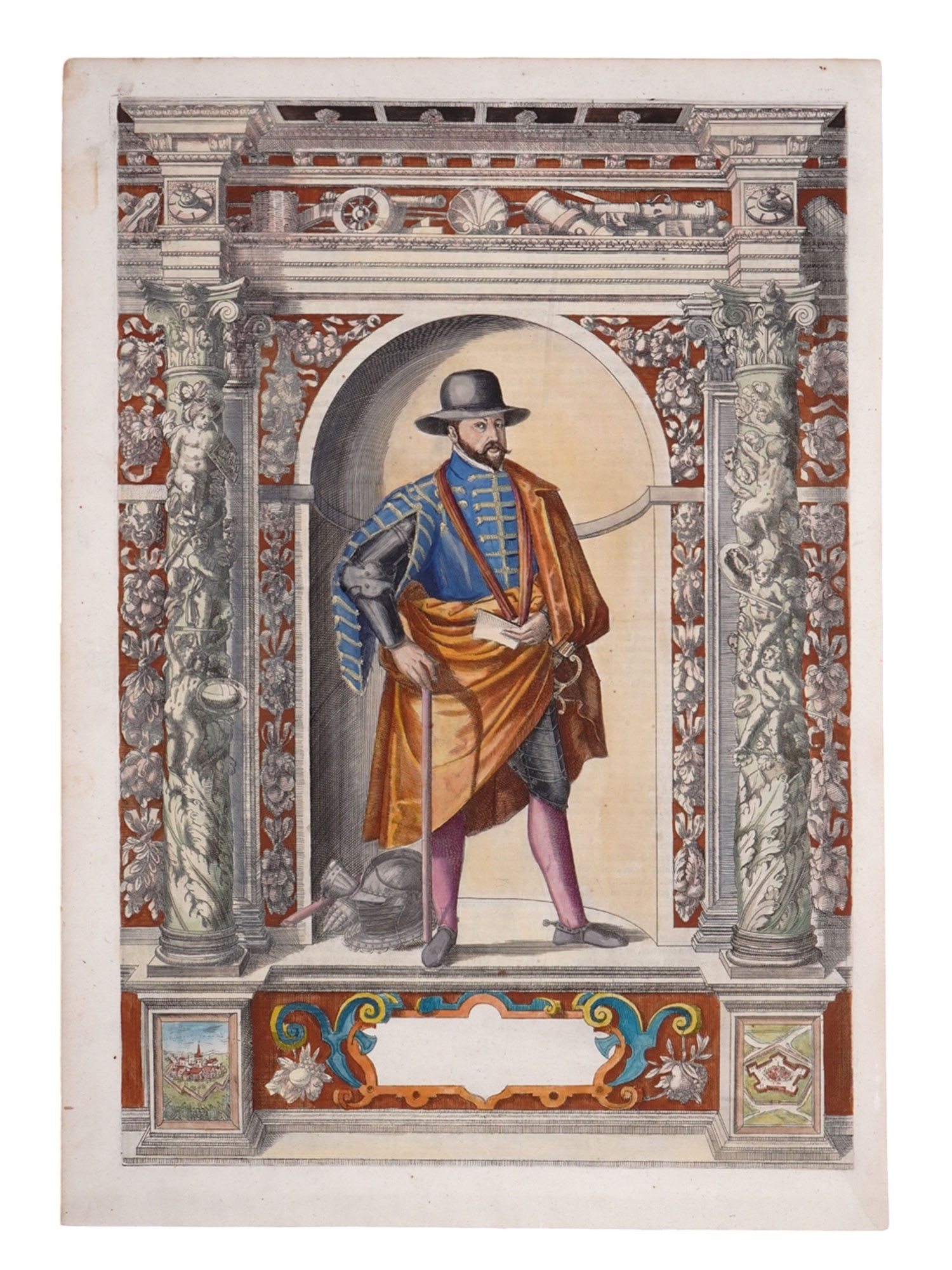 1603 HAND-COLORED ENGRAVING, CARL VON OESTERREICH, ARMAMENTARIUM HEROICUM (1 of 7)