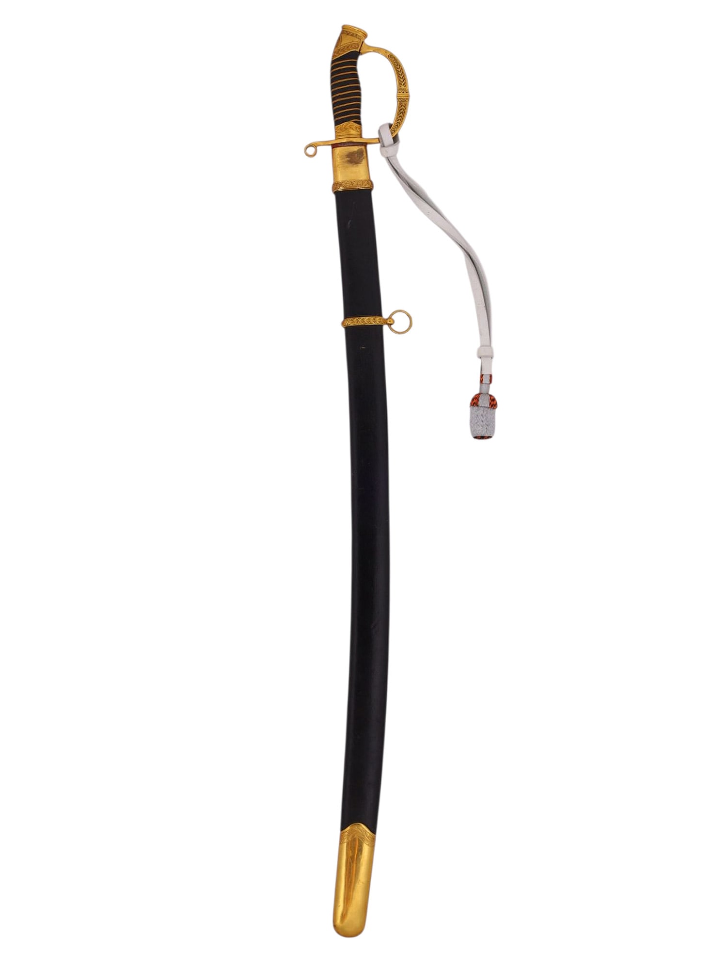 A RUSSIAN FEDERATION, PRESIDENTIAL REGIMENT SHASHKA, DATED 2003: A Russian ceremonial shashka issued for or associated with the Presidential Regiment of the Moscow Kremlin, dated 2003, the slightly curved single-edged blade of traditional Caucasian form, fullered a
