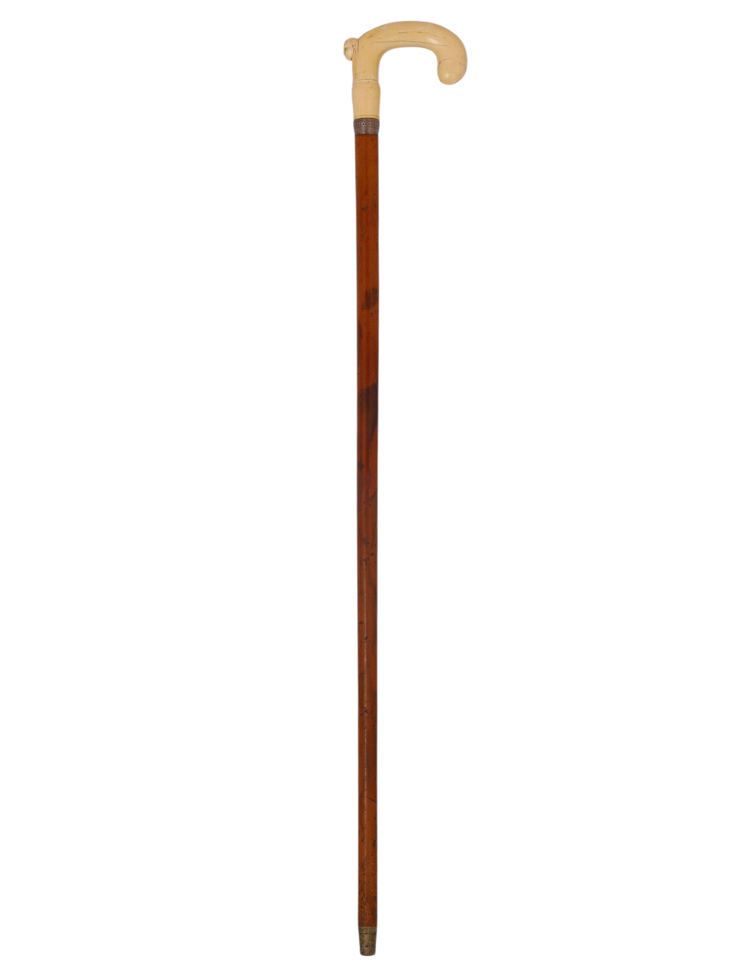 AN EGYPTIAN REVIVAL CARVED BONE-HANDLED WALKING CANE, LATE 19TH CENTURY (1 of 6)