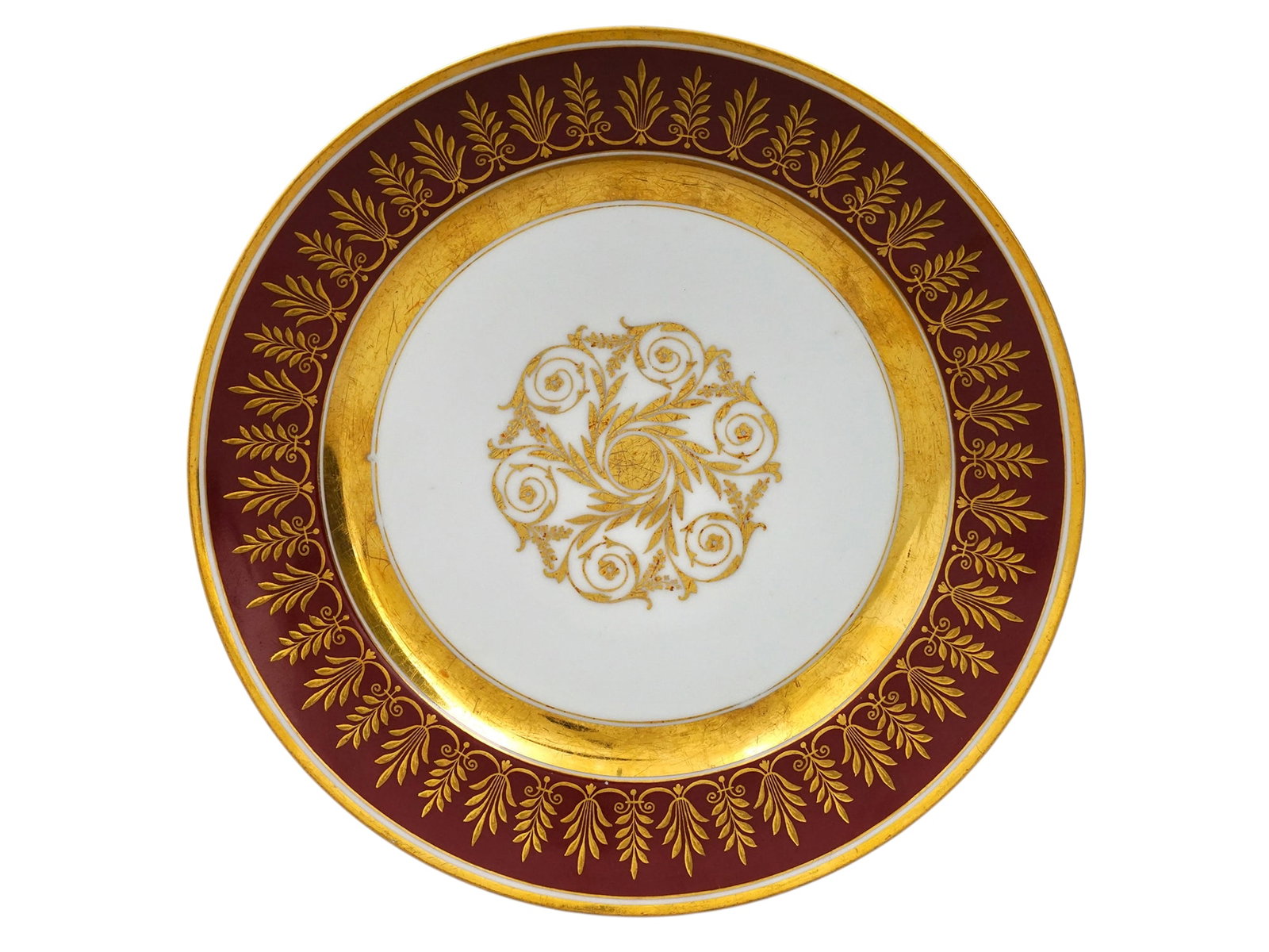 A RUSSIAN PORCELAIN GURIEV SERVICE PLATE, IMPERIAL PORCELAIN FACTORY, 1855-1881. (1 of 3)