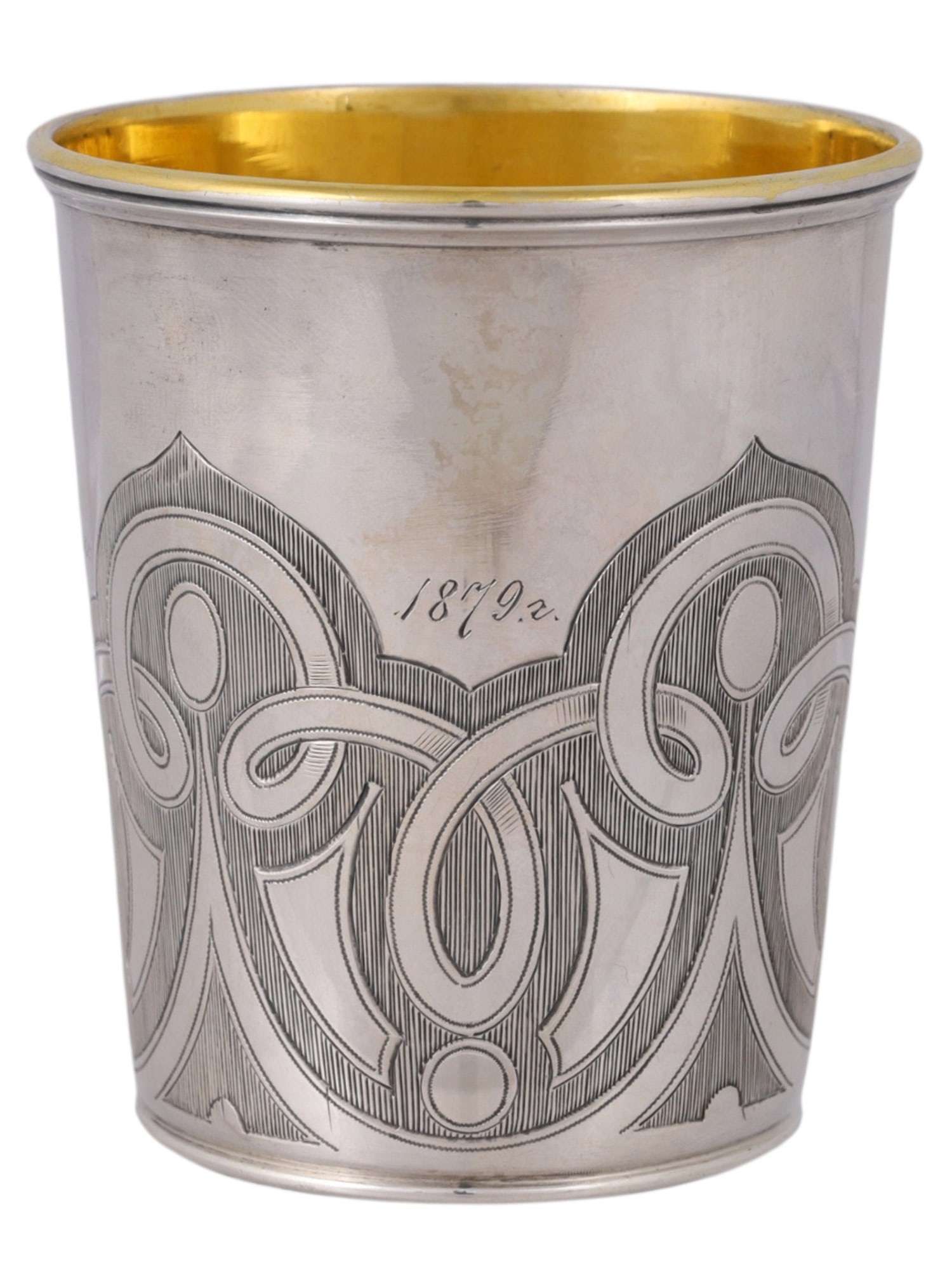 A RUSSIAN PARCEL-GILT SILVER BEAKER, NIKOLAS PLINKE (NICHOLS & PLINKE), ST PETERSBURG, 1861 (1 of 7)