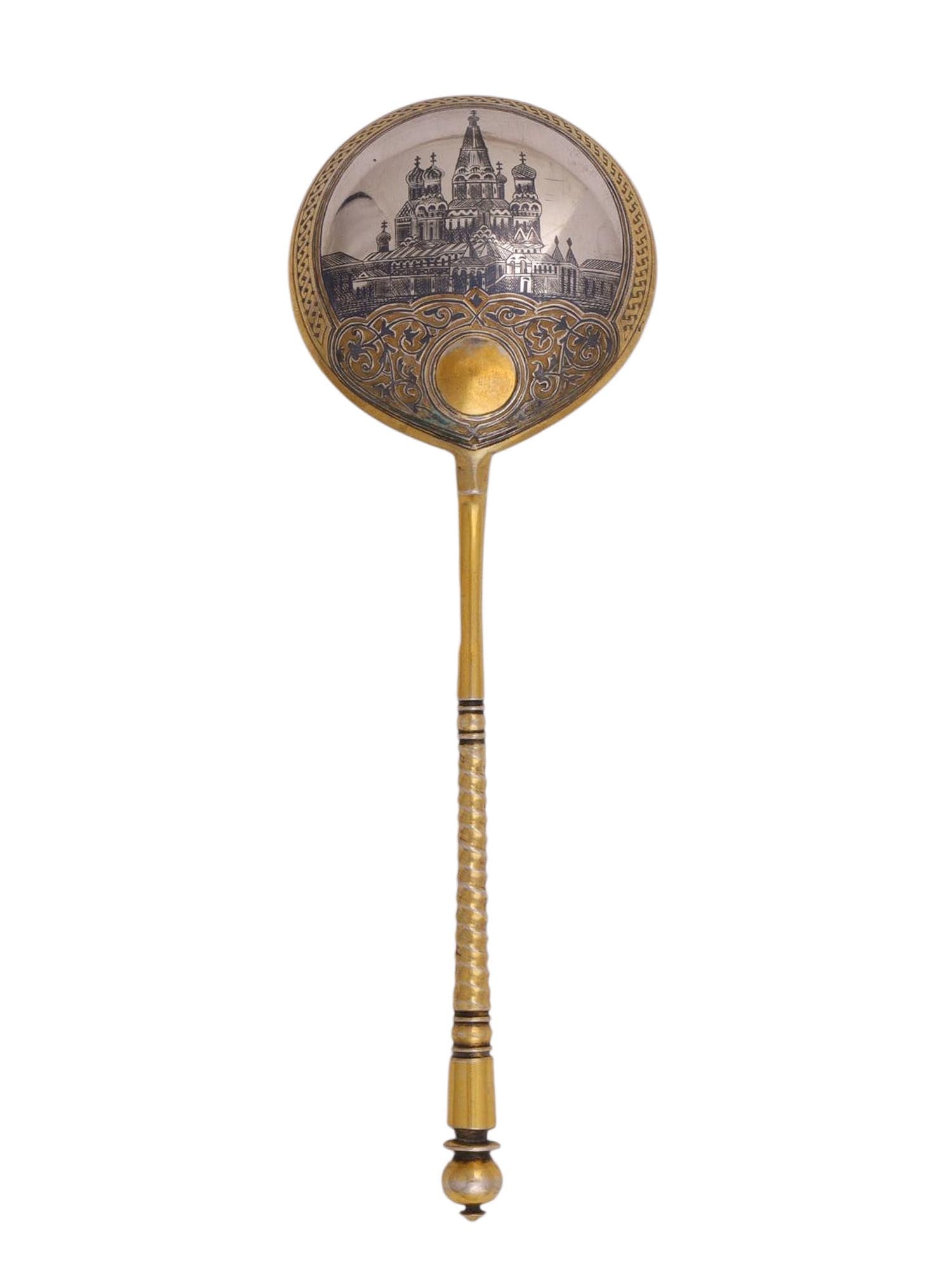 A RUSSIAN GILT-SILVER AND NIELLO SPOON, 1891 (1 of 4)