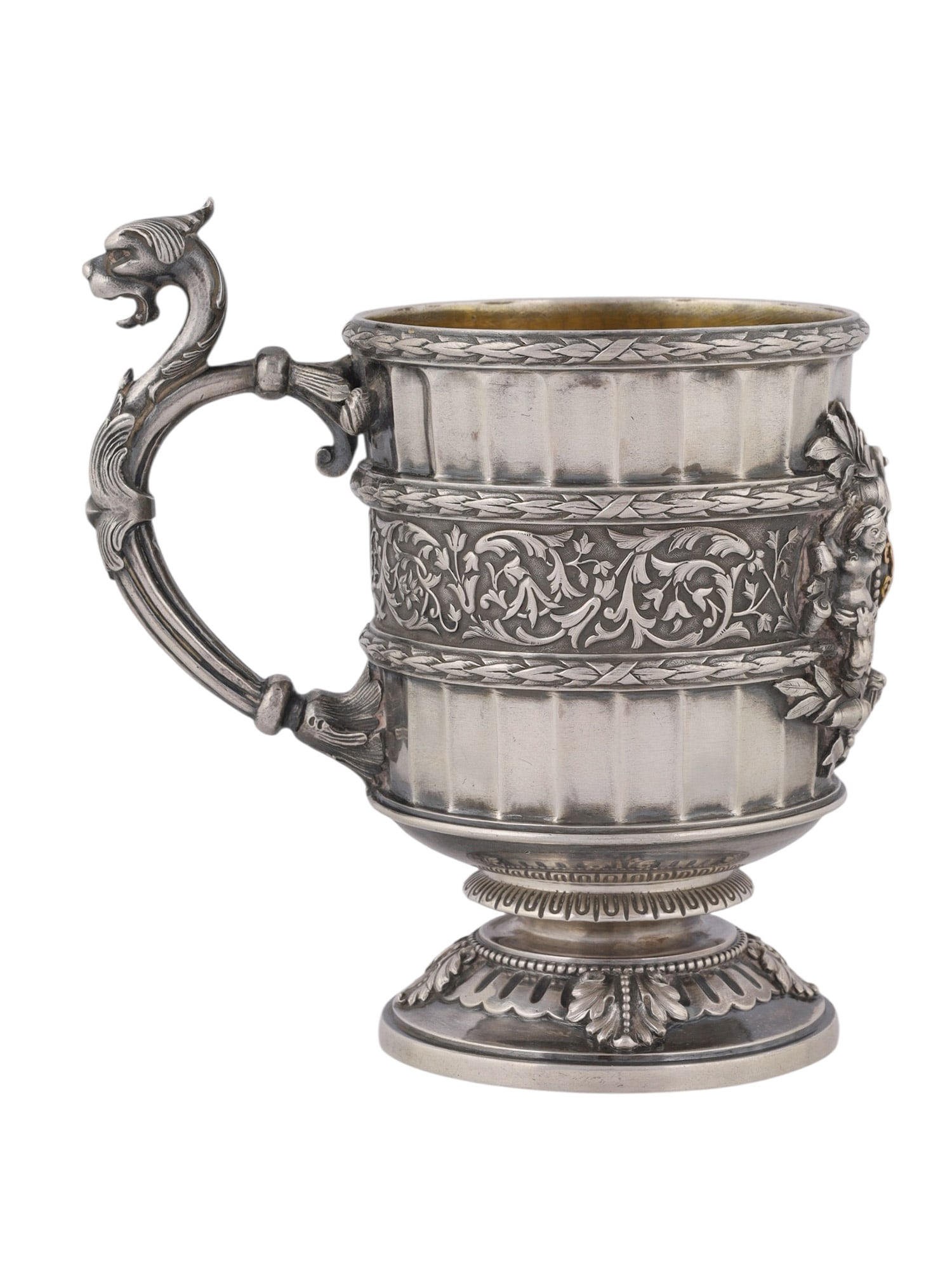 A RUSSIAN PARCEL-GILT SILVER PRESENTATION CUP BY HLEBNIKOV, MOSCOW, 1896 (1 of 8)