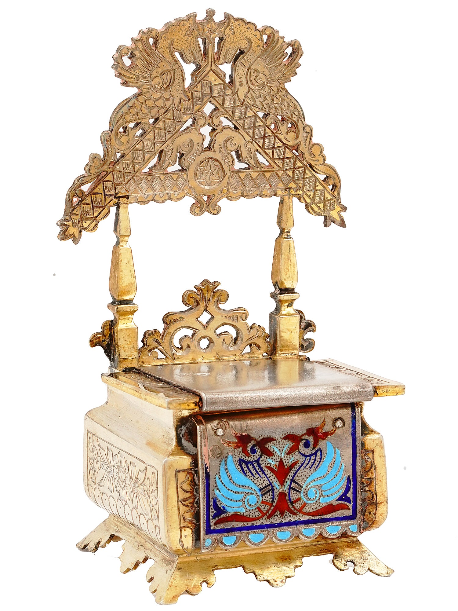 A RUSSIAN SILVER-GILT AND ENAMEL SALT CELLER AS A THRONE, 1896 (1 of 14)