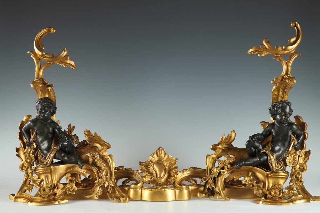 A Fine Pair of "Putti" Andirons (1 of 5)