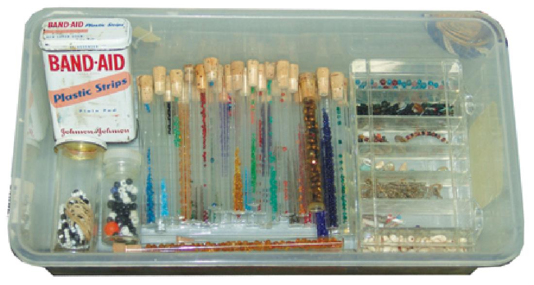 Vintage Beading Supplies: Early/Mid 1900s, Great old group of seed beads, bevels, pony, and other beads used as repair material for beadwork. Various sizes