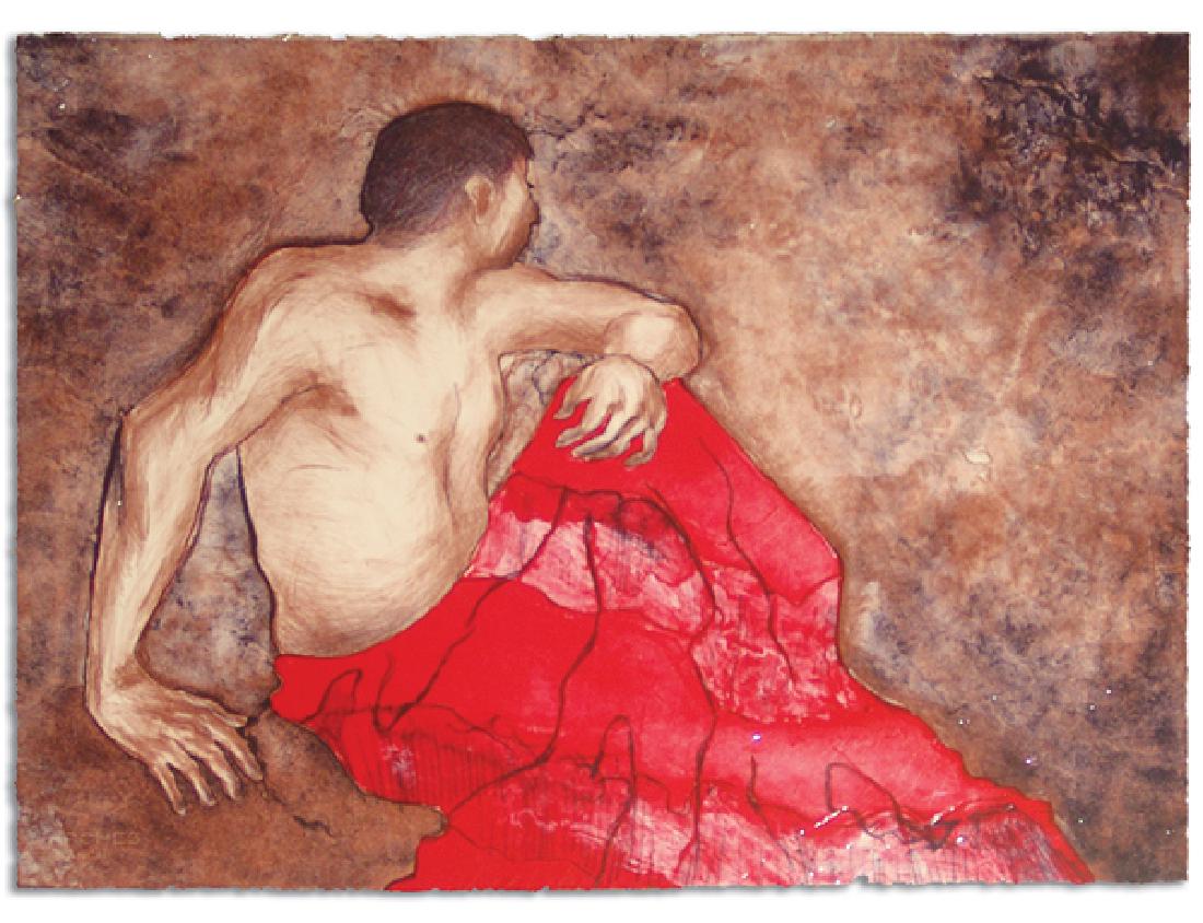 R. C. Gorman, Navajo (19: Signed limited edition (#12/70) full color lithograph on arches paper, a rare male subject titled simply "Man". Very good condition. Loose, in shrink wrap.22"x30"1972