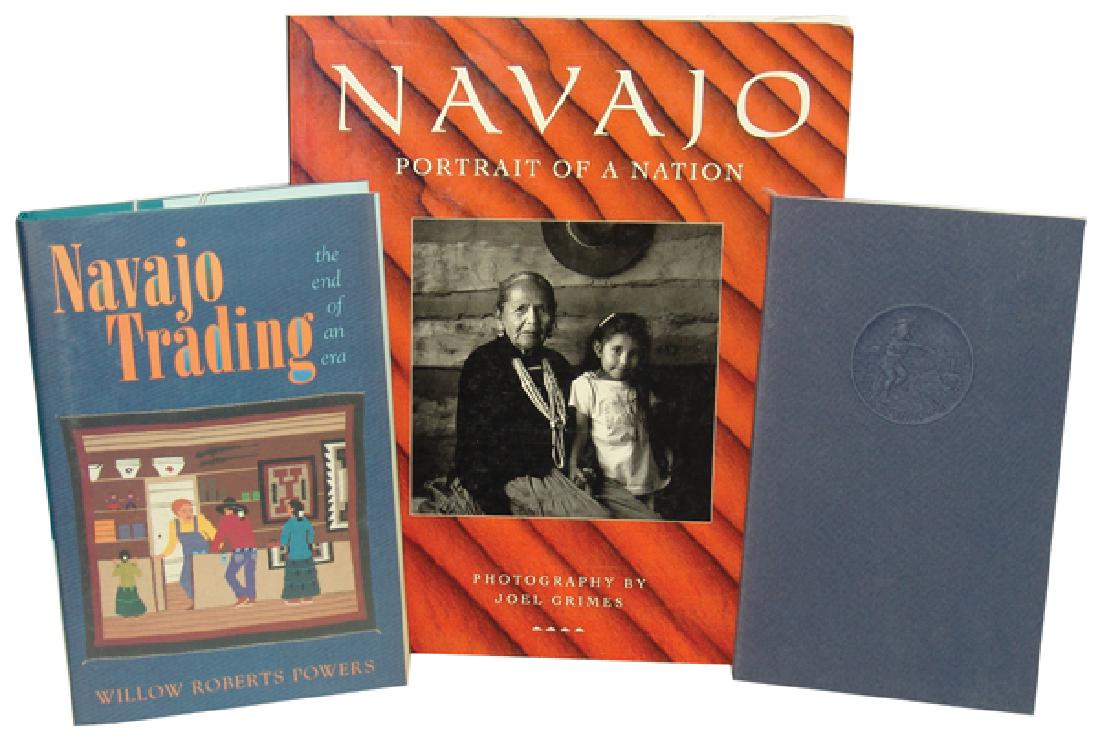 3 Collectors Books: Includes "Navajo - Portrait of a Nation" by Joel Grimes, "Navajo Trading," by Willow Roberts Powers, and "The Hopi People," an Indian tribal series limited edition book by Euler and Dobyns. Good used 