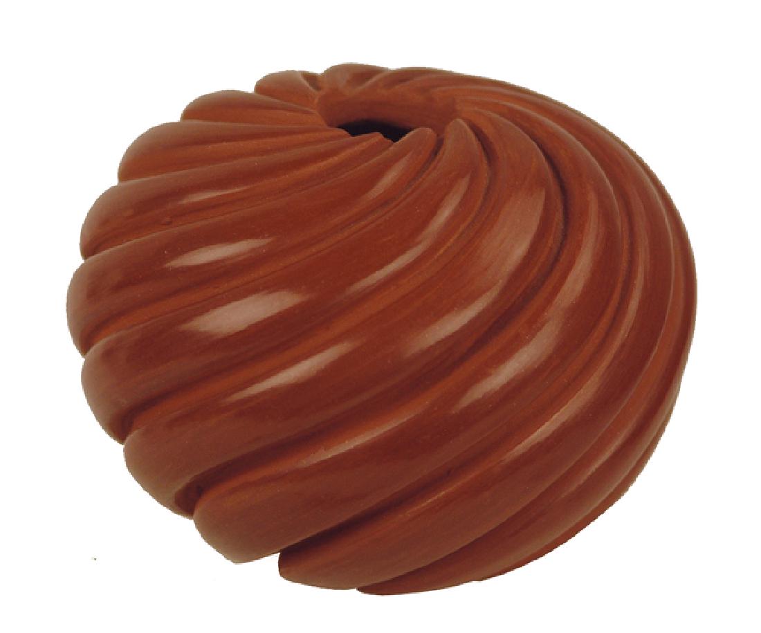 Jemez Pottery Jar - Emma Yepa: Fine, redware seed pot with deep-carved swirl design. Very good condition, signed.Late 1900s3" x 4"
