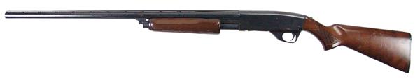 Stevens Model 67 Series "E" Shotgun: Mid 1900s 48" Classic, 20 GA (2-3/4"x3") fully blued slide action shotgun with checkered stock and forearm, and raised vented rib. Very good condition, some scuffs/scratches. S/N D996096