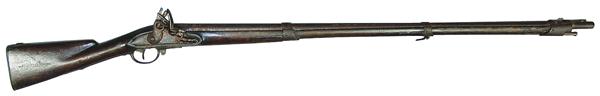 Charleville Revolutionary War Musket: Ca. 1770s 60"Very rare, Colonial Army "Committee of Safely " musket by French National Armories, with 45" barrel, steel ramrod; lock plate & barrel marked "Charleville D-75 Armories". Stock marked "Un