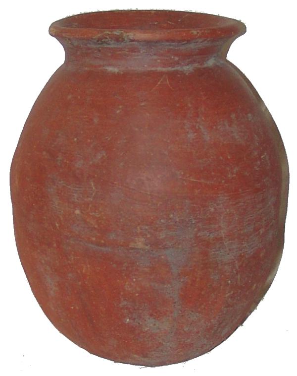Pueblo Pottery Jar: Early/Mid 1900s 18" x 14" Large, hand coiled, redware pottery water jar with oval shape and flared rim Very good condition.