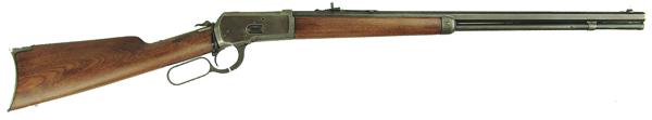 Winchester 1892 Rifle: Early 1900s 42-1/2" Classic, .25-20 W.C.F cal. lever action rifle with 24" octagon barrel and case hardened frame. Good/Very good condition. S/N 226319