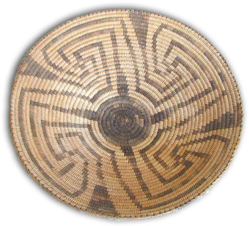 Pima Tray: Classic maze pattern tray finished in herringbone stitch. 13" x 3-1/2" Circa 1920's