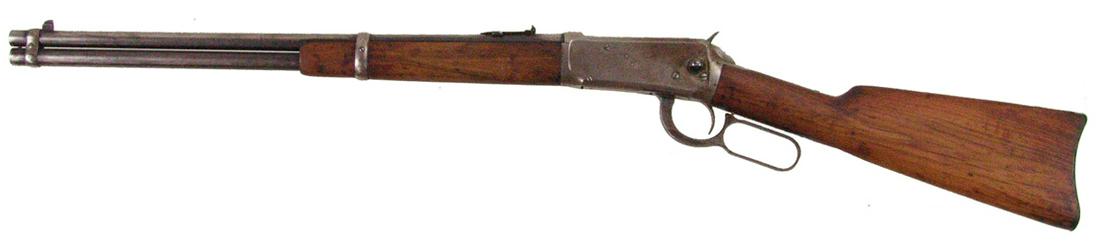Winchester Model 94 Carbine: Great old .30 W.C.F. cal. lever action saddle ring carbine with case hardened frame & blued, 20" barrel (missing ring). Good condition. S/N 643117. Ca. 1911. 38" *Purchase of this firearm requires FFL