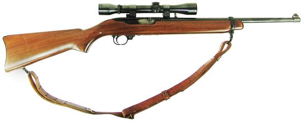 Sturm-Ruger Semi Auto Carbine with Scope: Fine .44 magnum caliber "Ruger Carbine" with fully blued, 18" barrel and frame, and one piece walnut stock, plus a nice Weaver, Mark 8, 4x scope. Very good condition. S/N * Mid 1900s. 36-1/2" *Purchas