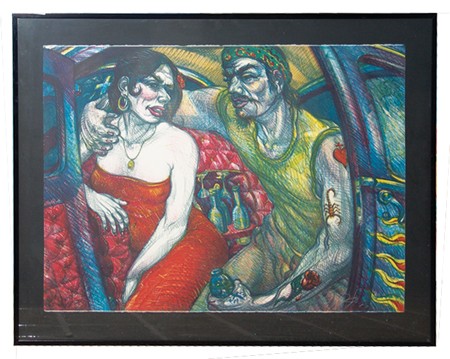 Luis Jemenez (20th Century): Signed limited edition (#68/100) 5 color lithograph "The Rose Tattoo". Circa: Late 1900s Size: 22" x 30" (frame 28" x 35")