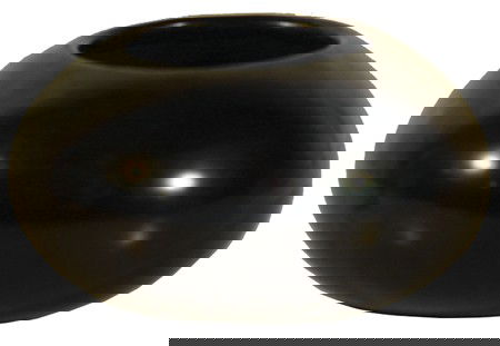 San Ildefonso Pottery Jar - Santana and Adam: Classic small polished blackware bowl. Signed. Condition: very good. Size: 2-1/2" x 4-1/4" Circa: Mid 1900s