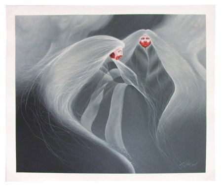 Frank Howell- (1937-1997): Graphic from this Southwestern artist titled "Paths of the Moon". Retail price $2500. Size: 34" x 39" Circa: 1970s