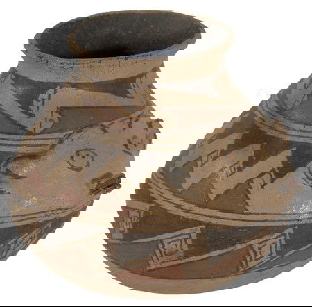 Casas Grandes Effigy Pot: Rare old polychrome jar done in the likeness of an animal (bear?). Condition: very good, original. Size: 5-1/2" x 7-1/2" Circa: Early 1900s