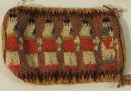 Miniature Navajo Rug- Louise Bia: Extra fine miniature Yei figured rug in excellent condition. Circa: 1970s Size: 3-1/2" x 5-1/4"