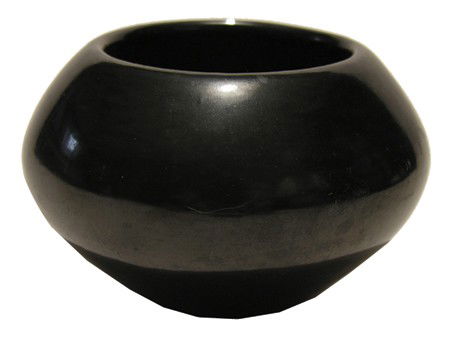 San Ildefonso Bowl - Carmelita Dunlap: Beautiful smooth polished black bowl from this highly regarded and award winning potter. Hallmarked. Circa:1960 Size:4-1/4" x 2-1/4"