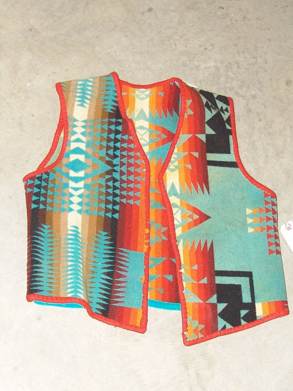 Pendleton Vest: Vintage hand made Pendleton blanket vest, size men's medium. 24" long