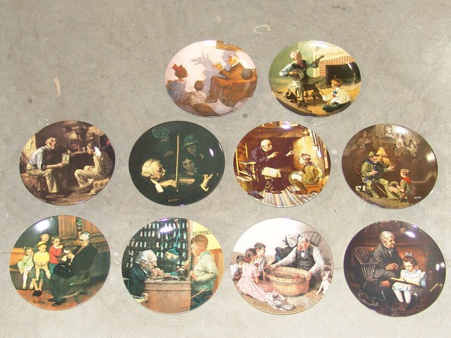 10 Collector's Plates: Set of 10 Norman Rockwell collector's plates, numbers 11 through 20, all in excellent condition with certificates of authenticity. 8-1/2" each