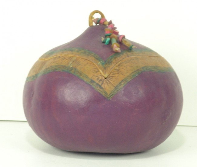 Gourd Bowl - Shain Boyd: Hand carved colorful gourd bowl by Shain Boyd. 6" x 4"