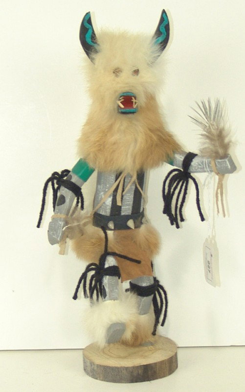 Hopi Katsina - James: Hand carved Hopi ogre katsina doll signed James. 14" high