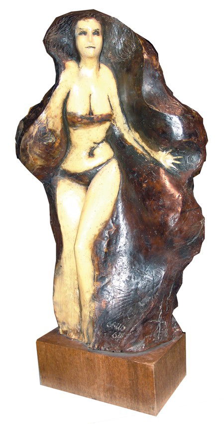 Frank Gallo (b- 1933): Circa 1964, Early cast resin original sculpture of a lightly clad woman. Very good condition. 43" x 21" x 10" From the Towne Collection.