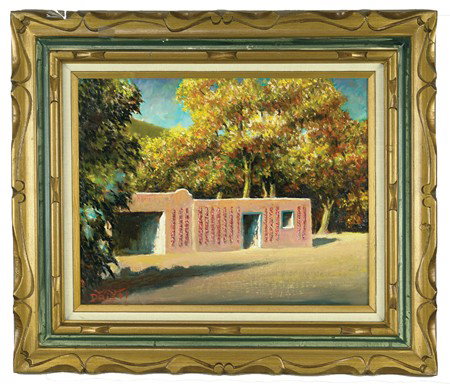 Van Dries: Circa 1940s, Classic oil on board titled "Red Pepper Time" by this Southwest artist of note. Nicely matted and framed. 14" x 18" (f22" x 26")