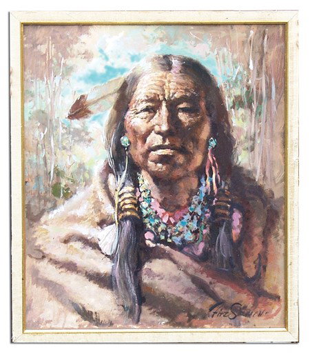 Arthur Fitzsimmons (b- 1909): Circa 1980s, Signed original oil on canvas - "First Citizen." 24" x 20" From the Millican Collection.