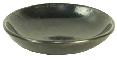 San Ildefonso Pottery Dish - Marie & Santana: 1940s, Classic blackware pottery dish by Maria and her daughter-in-law. Very good condition. 1-1/2" x 6-1/2"