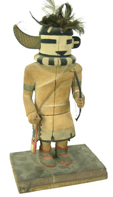Hopi Katsina: Mid 1900s, Traditional hand carved and painted Sai-ast-asana doll. Good condition. 12" x 6" From the Dockstader collection.