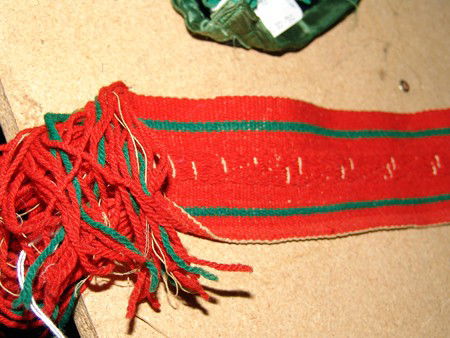 Hopi Hat Band: 1960s, Traditional very fine Hopi finger woven hat band. 23" x 2-1/2" + fringe