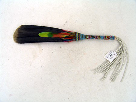 Peyote Fan: 1970s, Very fine Southern Plains peyote fan. Very good condition. 15-1/2" + tassles