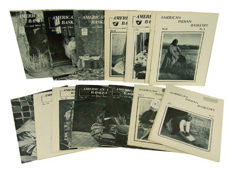 American Indian Basketry Magazines: Collection of 15 rare magazines published by John Gogol. Vol. 3 and 7-20. All in very good condition. Circa: 1970s - 80s Size: 11" x 8"
