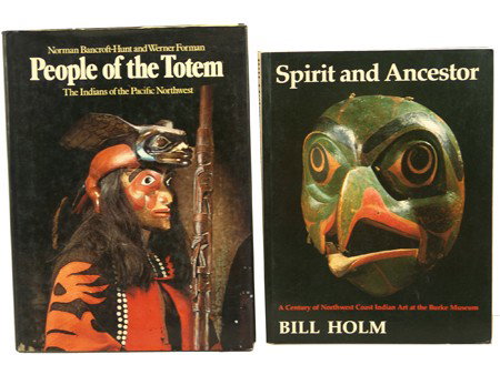 2 Collectors Books: "Spirit and Ancestor" by Bill Holm and "People of the Totem" by Hunt & Forman. Both in very good condition. Circa: Late 1900s Size: 12" x 9" largest