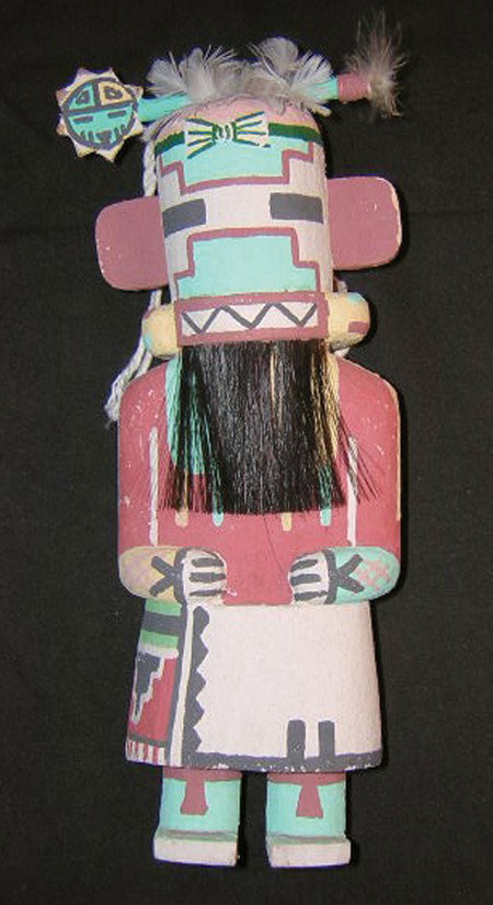 Hopi Katsina: Late 1900s, Hand carved and painted Hopi cottonwood root bearded katsina doll. 9" x 3"