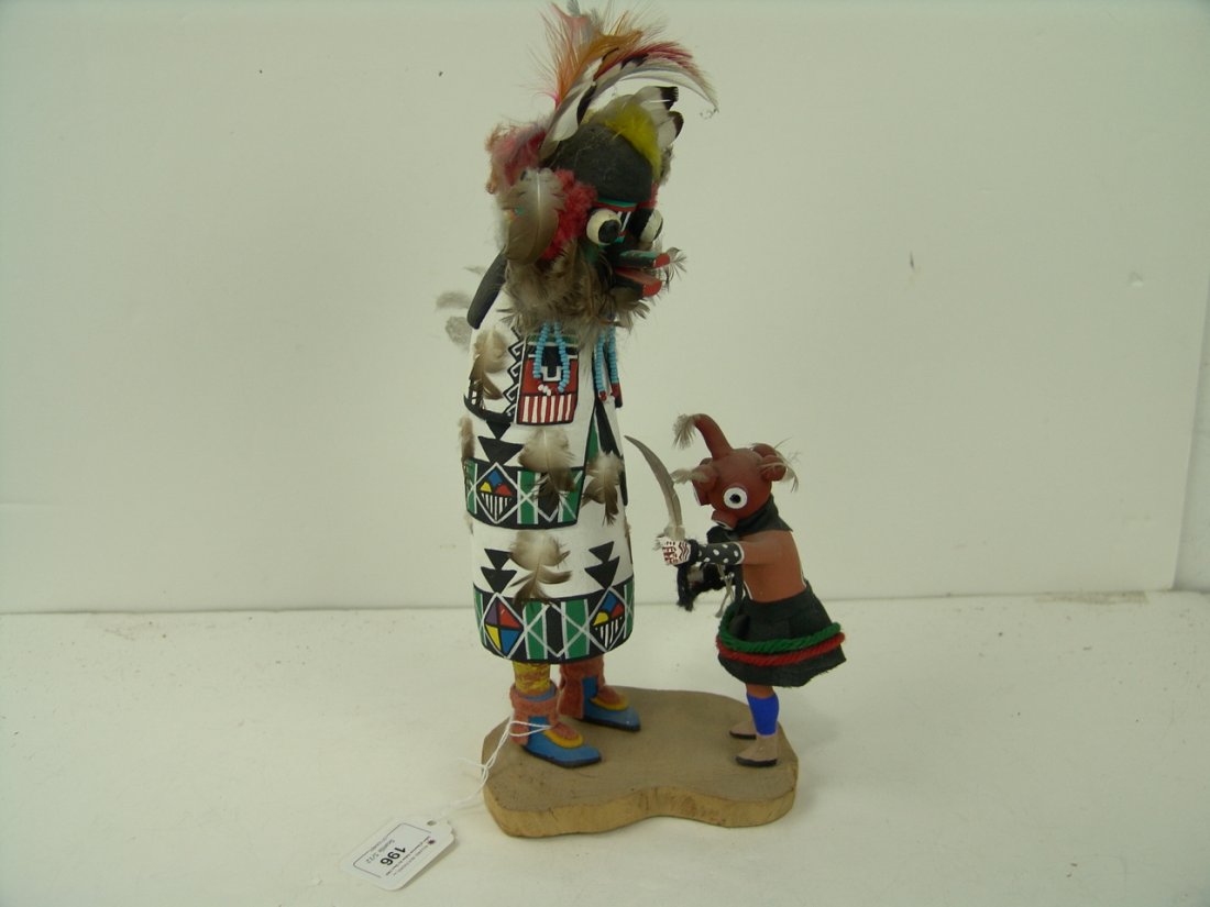 Hopi Katsina - Bruce Salletsiv: Hand carved and painted Hopi katsina set by Bruce Salletsiv, Shonipovi, Arizona. Very good condition. Size: 11" tall Circa: 1970s